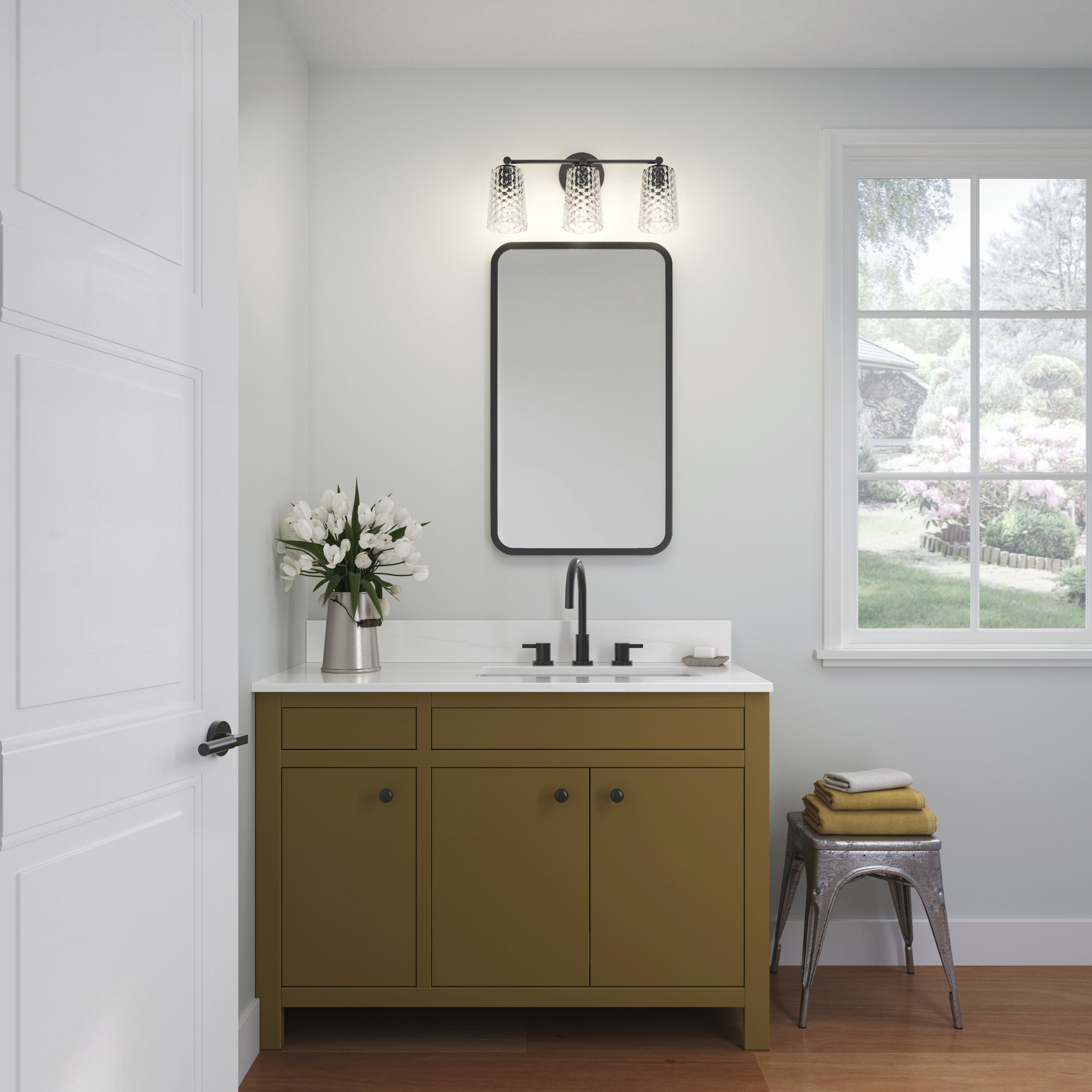 Ashli 3 Light 20 inch Matte Black Bathroom Vanity Light Wall Light